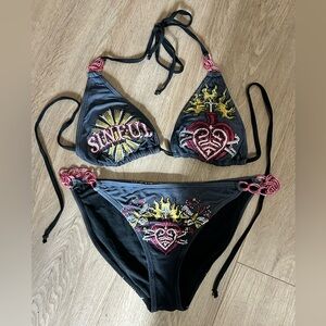 Sinful Bikini swimsuit with rhinestones.